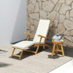 Sonnenliege Holz klappbar Gartenliege mit Fußstütze, Matratze, Gartenstuhl bis 160 kg belastbar, für Garten Urlaub Outdoor Strand Pool, Teak - 图片 7