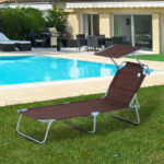 Sonnenliege Gartenliege klappbar mit Sonnenschutz Braun 187x58x36 cm für Terrasse & Balkon - 图片 2