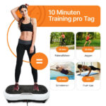 Vibrationsplatte mit 12 Programmen und 99 Intensitätsstufen für effizientes Training / Fitnessplatte inkl. Fernbedienung und 2 Widerstandsbändern / Fett verlieren und Fitnesstraining von Zuhause mit Vibrationsgerät - 图片 3
