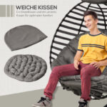 Hängesessel Hängekorb mit Gestell für 1 Person, faltbare Hängeschaukel mit Kissen, Stahl, 126x118x172cm für Garten & Balkon - 图片 5
