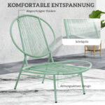 Set 3-teilig aus Stahl Wetterfest Gartenmöbel Set, Balkonmöbel Set, Grün - 图片 6