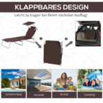Sonnenliege Gartenliege klappbar mit Sonnenschutz Braun 187x58x36 cm für Terrasse & Balkon - 图片 5
