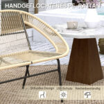 2-Sitzer Gartenbank Polyrattan, wetterfest Sitzbank im Rattangeflecht-Design, für Balkon, Terrasse, Garten, Khaki - 图片 5