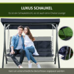 Hollywoodschaukel 3-Sitzer, bis 270 kg belastbar, Schaukelbank mit verstellbarem Sonnendach, Gartenschaukel mit Kissen - 图片 5