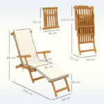 Sonnenliege Holz klappbar Gartenliege mit Fußstütze, Matratze, Gartenstuhl bis 160 kg belastbar, für Garten Urlaub Outdoor Strand Pool, Teak - 图片 3