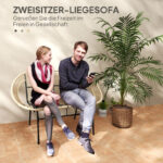 2-Sitzer Gartenbank Polyrattan, wetterfest Sitzbank im Rattangeflecht-Design, für Balkon, Terrasse, Garten, Khaki - 图片 7
