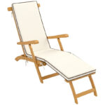 Sonnenliege Holz klappbar Gartenliege mit Fußstütze, Matratze, Gartenstuhl bis 160 kg belastbar, für Garten Urlaub Outdoor Strand Pool, Teak - 图片 8
