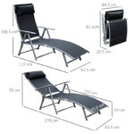 Sonnenliege klappbar Gartenliege mit Kissen, Metall und Stoff Schwarz für Strand und Terrasse - 图片 3
