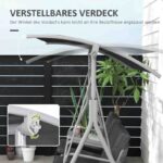 Hollywoodschaukel 2-Sitzer Schaukelbank mit Baldachin, Tasche, Gartenschaukel mit Tablett, bis 180 kg Belastbar, für Garten, Balkon, Schwarz - 图片 4