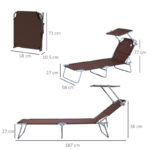 Sonnenliege Gartenliege klappbar mit Sonnenschutz Braun 187x58x36 cm für Terrasse & Balkon - 图片 3