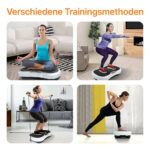 Vibrationsplatte mit 12 Programmen und 99 Intensitätsstufen für effizientes Training / Fitnessplatte inkl. Fernbedienung und 2 Widerstandsbändern / Fett verlieren und Fitnesstraining von Zuhause mit Vibrationsgerät - 图片 7