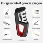 Profi Messerschärfer mit 3-Stufen / Zusätzliche Funktion für Scheren / Manueller Messerschleifer für Entgraten, Formen, Grobschliff, Schärfen, Honen und Polieren / Schleifstein, Rollschleifer, Wetzstahl - 图片 2