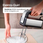 Handmixer mit 800W Power / 5 Geschwindigkeiten / Robuster Edelstahl / Spülmaschinenfest / Stilvoll & Komfortabel / Mit Eject- und Turbotaste / Inkl. 2 Knethaken & 2 Rührbesen - 图片 4