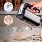 Handmixer mit 800W Power / 5 Geschwindigkeiten / Robuster Edelstahl / Spülmaschinenfest / Stilvoll & Komfortabel / Mit Eject- und Turbotaste / Inkl. 2 Knethaken & 2 Rührbesen - 图片 5
