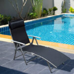 Sonnenliege klappbar Gartenliege mit Kissen, Metall und Stoff Schwarz für Strand und Terrasse - 图片 2