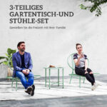 Set 3-teilig aus Stahl Wetterfest Gartenmöbel Set, Balkonmöbel Set, Grün - 图片 4