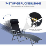 Sonnenliege klappbar Gartenliege mit Kissen, Metall und Stoff Schwarz für Strand und Terrasse - 图片 4