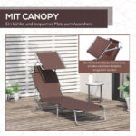 Sonnenliege Gartenliege klappbar mit Sonnenschutz Braun 187x58x36 cm für Terrasse & Balkon - 图片 6