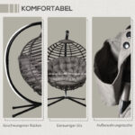 Hängesessel Hängekorb mit Gestell für 1 Person, faltbare Hängeschaukel mit Kissen, Stahl, 126x118x172cm für Garten & Balkon - 图片 4