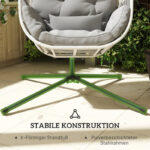 Hängesessel mit Gestell, Eiförmiger Hängeschaukel mit weichem, Outdoor, Terrasse, Garten, Hellgrau - 图片 5