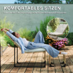 Rattan Relaxsessel mit Fußhocker, Outdoor Rattanstuhl Gartenstuhl für Garten, Balkon, Terrasse, Naturholz - 图片 5
