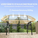 2-Sitzer Gartenbank Polyrattan, wetterfest Sitzbank im Rattangeflecht-Design, für Balkon, Terrasse, Garten, Khaki - 图片 6