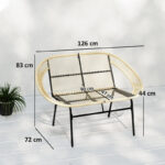 2-Sitzer Gartenbank Polyrattan, wetterfest Sitzbank im Rattangeflecht-Design, für Balkon, Terrasse, Garten, Khaki - 图片 3