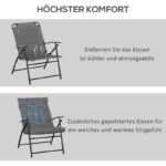 Faltbarer Gartenstuhl mit Metallrahmen, Campingstuhl, verstellbarer Rückenlehne, Faltstuhl, Strand, Oxford, Grau - 图片 6