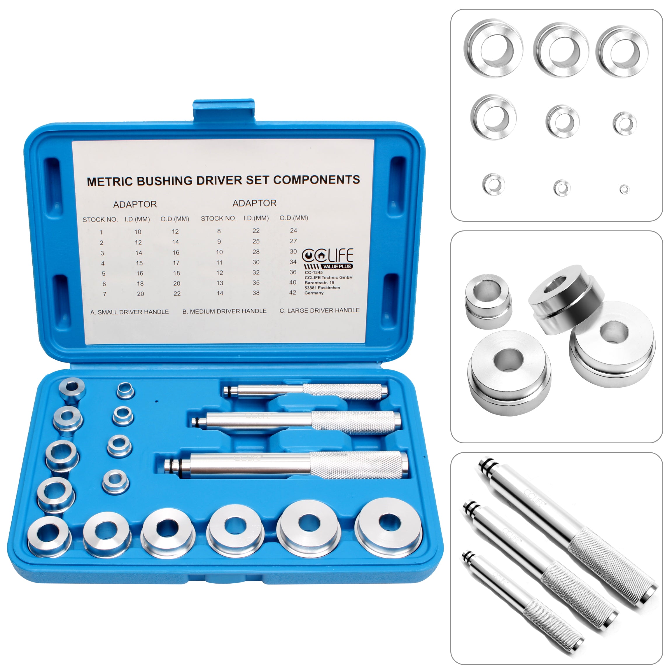 f4b4703af174598ca4b6f44dde113734 Aluminium Lagerlaufbahn und Dichtung Treiber Bush Installation Press Tool Kit 17 Stück - 图片 1
