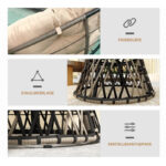 Papasansessel Rattan 360° drehbar Korbsessel mit Kissen Durchmesser 90 cm, für Wohnzimmer, Garten, Balkon, Beige - 图片 8