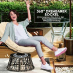 Papasansessel Rattan 360° drehbar Korbsessel mit Kissen Durchmesser 90 cm, für Wohnzimmer, Garten, Balkon, Beige - 图片 4