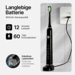 Elektrische Zahnbürste Pro / Schallzahnbürste / USB-Aufladbar / Wasserfest / 5 Programme / 6 Bürstenaufsätze / Mit Schutzhülle - 图片 9