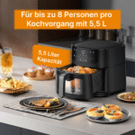 Heißluftfritteuse mit 5,5 Liter Kapazität und digitalem LED-Touchscreen - 图片 2