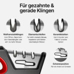 Profi Messerschärfer mit 3-Stufen / Zusätzliche Funktion für Scheren / Manueller Messerschleifer für Entgraten, Formen, Grobschliff, Schärfen, Honen und Polieren / Schleifstein, Rollschleifer, Wetzstahl - 图片 4